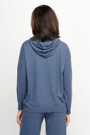 Organic Rags Solid Hoodie in Denim.  Crew neck with attached drawstring hood.  Long sleeves.  Rib trim at hem and cuff.  Relaxed fit._61741080052078