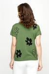 Ten Oh 8 Flowers Bateau Sweater in Basil green with Black intarsia flowers.  Boat neck with dolman short sleeve.  Rib trim at neck, hem and cuff.  Relaxed fit._t_60980063666542