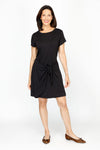 Top Ligne Tie Front Dress in Black.  Crew neck short sleeve dress with front wrap tie panels.  Elastic back waist.  Textured  fabric.  Relaxed fit._t_60492157092206