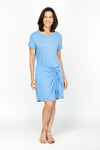 Top Ligne Tie Front Dress in Marine blue.  Crew neck short sleeve dress with front wrap tie panels.  Elastic back waist.  Textured  fabric.  Relaxed fit._t_60492157124974