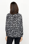 Top Ligne Dots Button Down Blouse in Black/White.  Streaked dots pattern in white on black.  Pointed collar notched v neck button down.  Long sleeves with button cuffs.  Relaxed fit._t_61205517730158