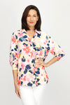 Top Ligne Flowers Airflow Button Down in Multi.  Abstract floral print in pinks and blues.  Pointed collar button down with notched v neck.  Long sleeves with button cuffs.  Relaxed fit._t_60220247343470