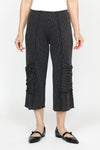 Top Ligne Ribbed Seam Pocket Crop in Charcoal.  Vertical ribbed textured fabric.  Pull on pant with elastic waist and seam detail down center of leg.  Decorative large pouch pocket on side leg.  Sewn rippled edges.  21 1/2" inseam._t_61385368174958