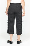 Top Ligne Ribbed Seam Pocket Crop in Charcoal.  Vertical ribbed textured fabric.  Pull on pant with elastic waist and seam detail down center of leg.  Decorative large pouch pocket on side leg.  Sewn rippled edges.  21 1/2" inseam._t_61385368240494