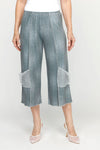 Top Ligne Jean Terry Seamed Crop in Pewter.  Lightly distressed denim look with elastic waist.  Raised center leg seams with contrast stitching.  Silver mesh decorative pocket at side lower leg.  25 1/2" inseam._t_60951646536046