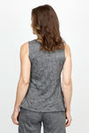 Top LIgne Solid Crinkle Tank in Charcoal.  V neck sleeveless tank with center raised seams.  A line swing shape.  _t_61385031254382