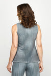 Top Ligne Jean Terry Tank in Pewter.  Soft terry tank with distressed denim look.  Scoop neck sleeveless with center raised seam top stitched in silver.  Silver top stitching at neck and armhole and hem.  A line shape.  Relaxed fit._t_60954245103982
