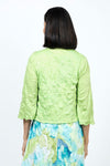Top Ligne Crinkle Crop Cardigan in Lime. Lightly textured crop open front cardigan with draped neckline. 3/4 length draped sleeve. Relaxed fit._t_35195415888072