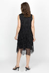 Top Ligne Cowl Mesh Crinkle Dress in Black.  Cowl neck crinkle with black mesh and black dot flounce at hem.  Sleeveless with center front seam.  Relaxed fit._t_61393668276590