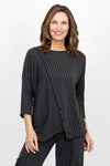 Top Ligne Ribbed Seam Tee in Charcoal.  Crew neck dolman sleeve tee with dropped shoulders.  Bi directional textural rib.  Diagonal front seam with asymmetric front hem.  Rippled sewn edges.  Relaxed fit._t_61385157542254