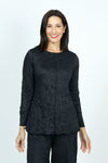 Top Ligne Crinkle Solid Seam Tee in Black.  Crew neck long sleeve crinkle with raised center front seam.  Relaxed fit._t_52912127508846
