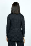 Top Ligne Crinkle Solid Seam Tee in Black.  Crew neck long sleeve crinkle with raised center front seam.  Relaxed fit._t_52912144056686