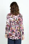 Top Ligne Crinkle Seamed Floral Tee in Purple Multi.  Crew neck long sleeve crinkle top.  Riased center seam.  Sewn edges.  Curved hem.  Relaxed fit._t_52871692583278