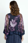 Top Ligne Floral Tie Dye Sheer Top in Purple Multi.  Sheer oversized boxy mesh top with crinkle inset at hem and cuff.  Sharkbite hem.  _t_52893990486382