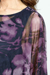 Top Ligne Floral Tie Dye Sheer Top in Purple Multi.  Sheer oversized boxy mesh top with crinkle inset at hem and cuff.  Sharkbite hem.  _t_52893990420846