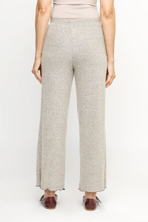 Top Ligne Soft Knit Seamed Pant in oat.  Elastic waist wide leg draped pant.  Deep front pockets.  Contrast edging around pocket and hem.  28" inseam._61516733350254