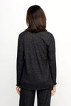 Top LigneSoft Knit Open Cardigan with Fur Trim in Black.  Heathered knit with open front and long sleeves.  Color matched faux fur trim around neckline and front.  Sewn edges.  Relaxed fit._t_61516745441646