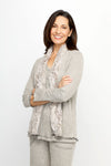 Top LigneSoft Knit Open Cardigan with Fur Trim in Oat.  Heathered knit with open front and long sleeves.  Color matched faux fur trim around neckline and front.  Sewn edges.  Relaxed fit._t_61516745474414
