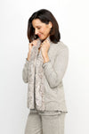 Top LigneSoft Knit Open Cardigan with Fur Trim in Oat.  Heathered knit with open front and long sleeves.  Color matched faux fur trim around neckline and front.  Sewn edges.  Relaxed fit._t_61516745507182