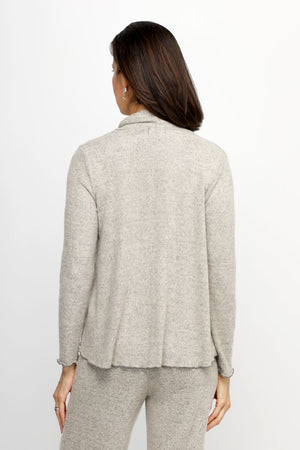 Top Ligne Soft Knit Seamed Cowl in Oat. Cowl neck long sleeve top with raised center seam.  Contrast color sewn edges.  Relaxed fit._61516727714158
