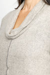 Top Ligne Soft Knit Seamed Cowl in Oat. Cowl neck long sleeve top with raised center seam.  Contrast color sewn edges.  Relaxed fit._t_61516727779694