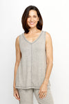 Top Ligne Soft Knit Seamed Tank in Oat.  V neck sleeveless tank.  Center front sewn seam.  Contrast stitching around neckline, armhole and hem.  Relaxed fit._t_61516734759278