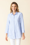 Habitat Perfect Travel Pocket Shirt in Oxford Blue.  Pointed collar button down shirt with 3/4 sleeve with split cuff.  2 front slash pockets.  Shirt tail hem.  Relaxed fit._t_59949863436654