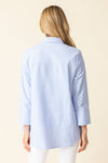 Habitat Perfect Travel Pocket Shirt in Oxford Blue.  Pointed collar button down shirt with 3/4 sleeve with split cuff.  2 front slash pockets.  Shirt tail hem.  Relaxed fit._t_59949863403886