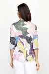 Top Ligne Collage Colors Snap Front Shirt in Multi.  Abstract blocks of multi colors.  Pointed collar snap front shirt with pairs of turquoise snaps.  3/4 sleeve with split cuff and lace-up detail.  Relaxed fit._t_61205465465198