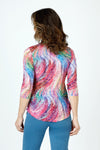 Top Ligne Rainbow Swirls Crew in Multi.  Bright rainbow colored swirl print.  Banded crew neck crinkle top with 3/4 sleeve and curved hem.  Relaxed fit._t_59961838993774