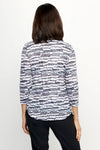 Top Ligne Shadow Lines Crew in Black and White.  Horizontal broken scribbles in black on white.  Crew neck 3/4 sleeve crinkle top with curved hem.  Relaxed fit._t_61704136786286
