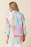 Habitat Perfect Travel Patchwork Blouse in Multi.  Pointed collar button down blouse with 3/4 sleeve and split cuff.  Contour seams.  Angled front welt pockets.  Relaxed fit._t_60125604151662