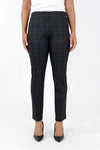 Elliott Lauren Plaid Intentions Ankle Pant in Black Multi.  Muted plaid print.  Hidden elastic waist pull on pant.  Snug through hip, slim to hem.  30" inseam._t_34452357152968