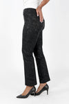 Elliott Lauren Hot Wire Pull On Jean in Black with blue and beige wire foil print. Pull on pant with 3" waistband. 2 front faux pockets. 2 rear patch pockets. Snug through hip, falls straight to hem. 29" inseam._t_34452595245256