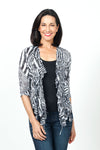 Top Ligne Groovy Stripes Cardigan.  Crew neck open front cardigan with 3 tie closures.  3/4 sleeve.  Crinkle fabric.  Relaxed fit._t_34619269480648