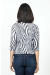 Top Ligne Groovy Stripes Cardigan. Crew neck open front cardigan with 3 tie closures. 3/4 sleeve. Crinkle fabric. Relaxed fit._t_34619269415112