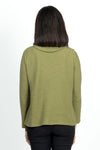 Habitat Cowl Neck Top in Olive. Rippled horizontal textured stripes. Cowl neck with long sleeves. Front patch pockets. A line shape. Relaxed fit._t_36027609120968