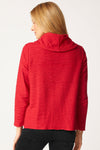 Habitat Cowl Neck Top in Ruby.  Rippled horizontal textured stripes.  Cowl neck with long sleeves.  Front patch pockets.  A line shape.  Relaxed fit._t_61376180158830