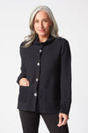 Habitat Ripple Effect Fall Cardigan in Black.  Ripple textured cotton button down.  Stand collar long sleeve with 2 front patch pockets.  Center back seam. Relaxed fit._t_61400439816558