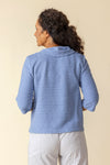 Habitat Ripple Hudson 2 Pocket Top in Rain blue.  Soft rippled horizontal pleating.  Cowl neck, elbow sleeve top with 2 front patch pockets.  Relaxed fit._t_59962180239726