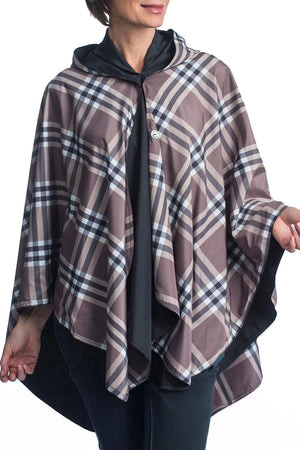 Reversible Plaid Hooded Rain Caper_61020935782766