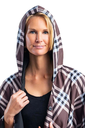 Reversible Plaid Hooded Rain Caper_61020935815534