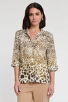 Hinson Wu Charlie Blouse in Multi.  Animal print button down with spread collar.  Elbow length sleeve with turn back split cuff.  Separate tie can be used at waist to create a cinched effect.  Relaxed fit._t_34998354149576