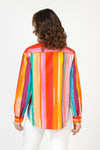 Hinson Wu Halsey Stripe Blouse in Multi.  Pointed collar button down in bright vertical stripes.  Long sleeves with button cuff.  Shirt tail hem.  Back yoke. Relaxed fit._t_59839920144750