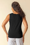 Habitat Cozy Rib Solid Layering Tank in Black.  High scoop neck sleeveless tank with high armhole and thick straps.  Relaxed through waist and hip. _t_60133726421358