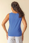 Habitat Cozy Rib Solid Layering Tank in Dusk blue.  High scoop neck sleeveless tank with high armhole and thick straps.  Relaxed through waist and hip.  _t_60133726323054