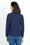 Habitat Stream Round Hem Top in Navy.  Crew neck long sleeve top.  Cascading mini horizontal tuck pleats.  Center back seam.  Rounded hem.  Relaxed fit._t_61210479624558