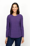 Habitat Stream Round Hem Top in Mulberry.  Crew neck long sleeve top.  Cascading mini horizontal tuck pleats.  Center back seam.  Rounded hem.  Relaxed fit._t_61210479559022