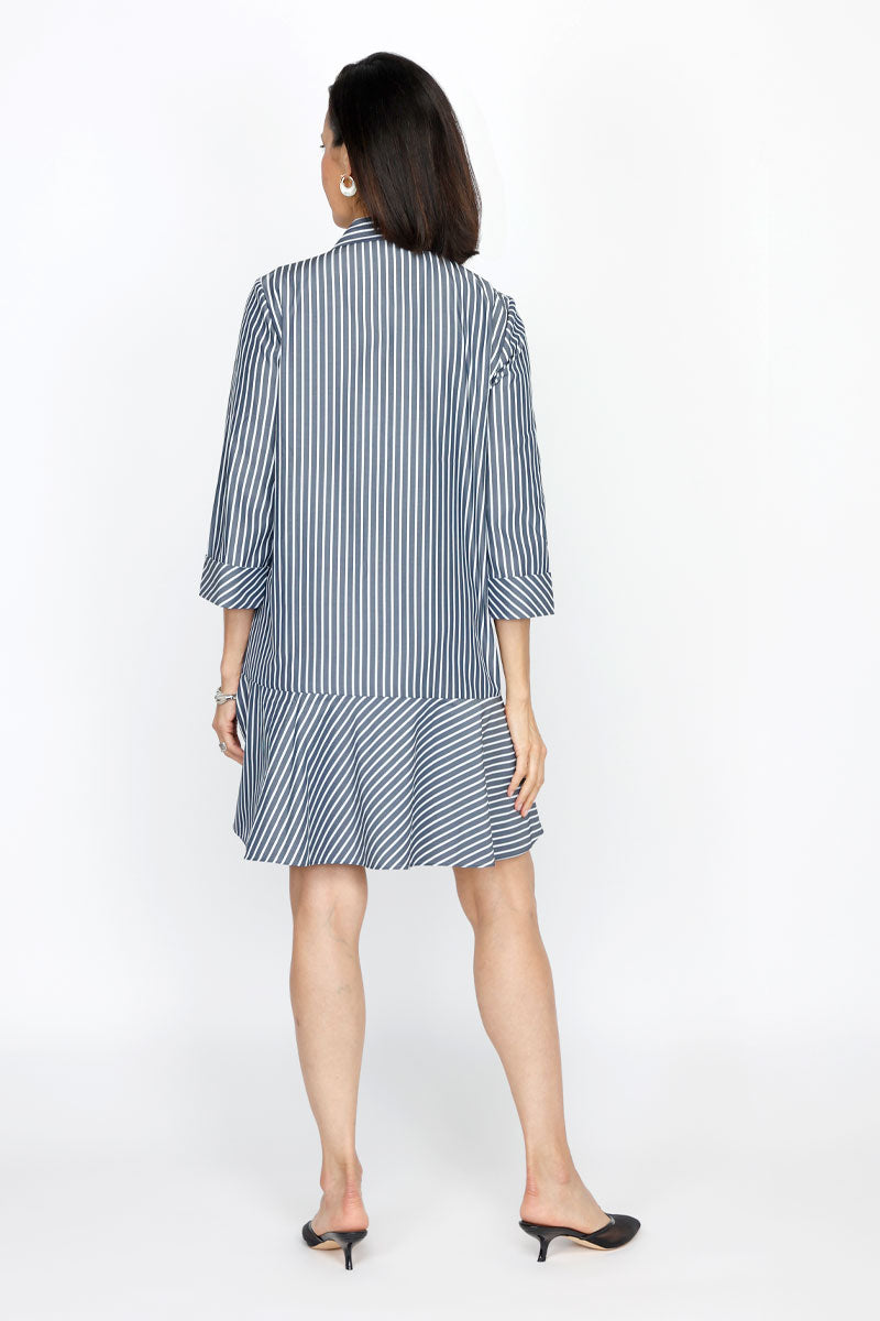 Beau Chemise Striped Ruffle Bottom Dress, BLACK/WHT / XL
