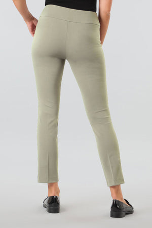 Lisette L Montreal Kathyrne Ankle Pant in Sage. Slim leg 28" inseam. 3" waistband. Snug through hip and thigh, falls straight from knee._34198912499912